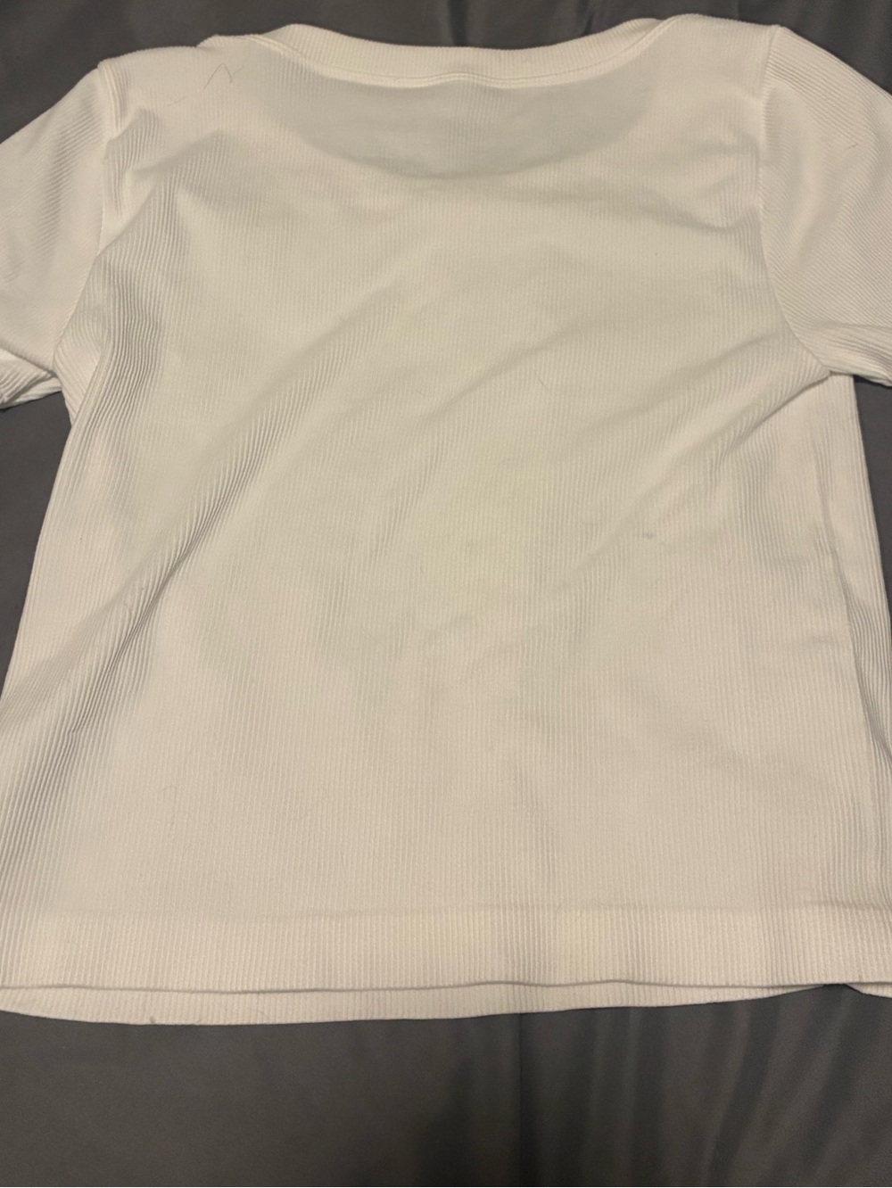 eye candy White Ribbed Short Sleeve Tee